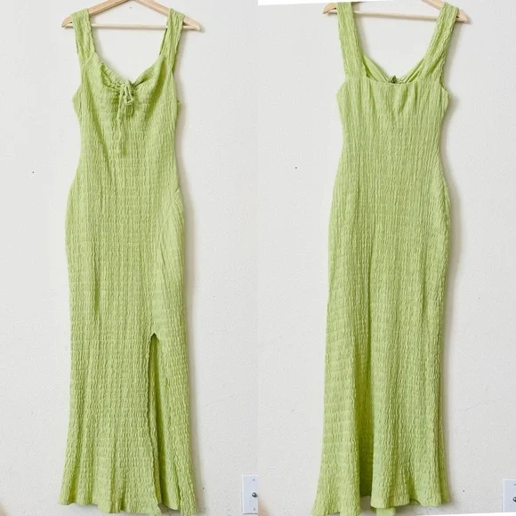Free People MEDIUM Eleni Bodycon Maxi Dress in Celery Juice - Picture 3 of 6